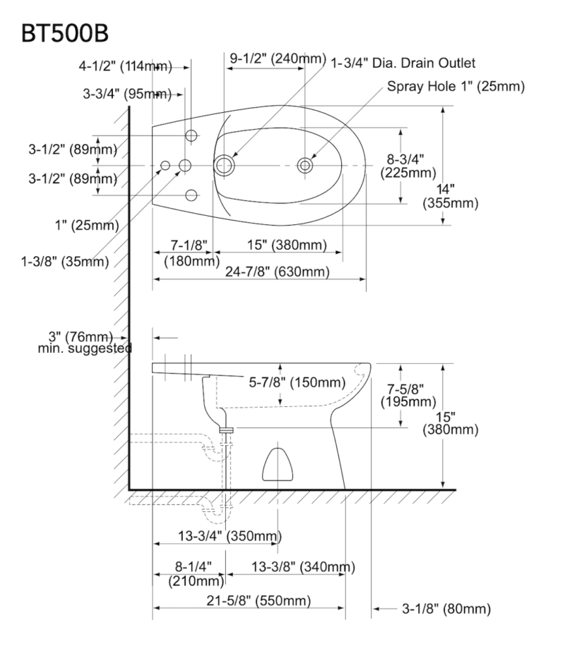 TOTO Piedmont Bidet, Vertical Spray - Functional and Smooth